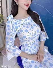 Áo Dài Hoa Nơ Vai Tay Xẻ AD9264 (áo lẻ)