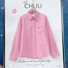 Áo Sơ Mi Bướm Nổi Thêu Kép A1516