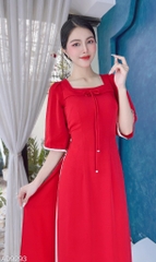 Áo Dài Cổ Vuông Chuồn Chuồn AD9293 (áo lẻ)