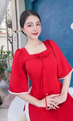 Áo Dài Cổ Vuông Chuồn Chuồn AD9293 (áo lẻ)