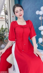Áo Dài Cổ Vuông Chuồn Chuồn AD9293 (áo lẻ)