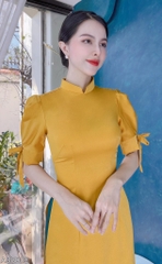 Áo Dài Tay Bồng Nơ Tà Ngắn 123cm AD8002 (áo lẻ) (không kèm hoa cài)