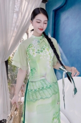 Áo Dài Cổ Trụ Nơ Mềm AD1298 (áo lẻ)