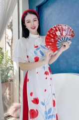 Áo Dài Cổ Trụ Nơ Mềm AD1298 (áo lẻ)
