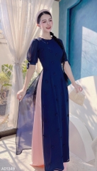Áo Dài Chiffon Hoa Đỗ Quyên 4T AD1349 (áo lẻ)