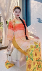 Áo Dài Sunset Chân Hoa AD1346 (áo lẻ)