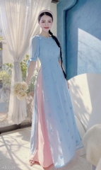 Áo Dài Chiffon Hoa Đỗ Quyên 4T AD1349 (áo lẻ)