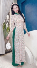 Áo Dài Hoa Tay Bồng Cổ Color AD1370 (áo lẻ)