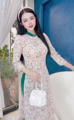 Áo Dài Hoa Tay Bồng Cổ Color AD1370 (áo lẻ)