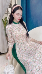 Áo Dài Hoa Tay Bồng Cổ Color AD1370 (áo lẻ)