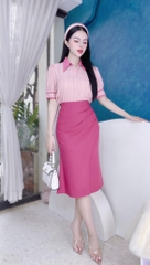 Áo Sơ Mi Tằm Gân Cổ Màu A1636