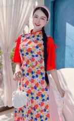 Áo Dài Tay Xẻ Nơ Đôi AD1347 (áo lẻ)