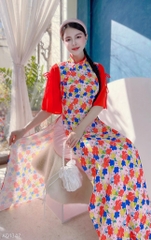 Áo Dài Tay Xẻ Nơ Đôi AD1347 (áo lẻ)