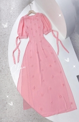 Áo Dài Chiffon Hoa Đỗ Quyên 4T AD1349 (áo lẻ)