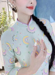 Áo Dài Truyền Thống Họa Tiết AD1013 (áo lẻ)