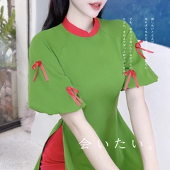 Áo Dài Tay Bí Đính Nơ AD1372 (áo lẻ)