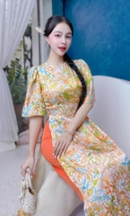 Áo Dài Vân Gấm Tay Chụp AD1383 (áo lẻ)
