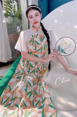 Áo Dài Huệ Chi Tay Nơ AD1389 (áo lẻ)