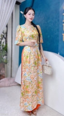 Áo Dài Vân Gấm Tay Chụp AD1383 (áo lẻ)