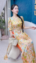 Áo Dài Vân Gấm Tay Chụp AD1383 (áo lẻ)