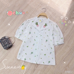 Áo Sơ Mi Xốp Cổ Lật Thêu A1662