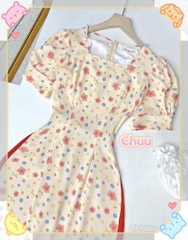 Áo Dài Hoa Cổ Vuông Màu Nước AD9223