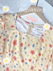 Áo Dài Hoa Cổ Vuông Màu Nước AD9223