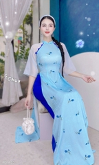 Áo Dài Vân Cá Nút Bọc AD1433 (áo lẻ)