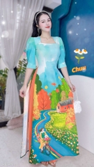 Áo Dài Dạo Phố Mùa Thu AD1421 (áo lẻ)