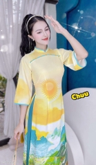 Áo Dài Tranh Cung Đình AD1359 (áo lẻ)