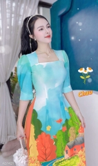 Áo Dài Dạo Phố Mùa Thu AD1421 (áo lẻ)
