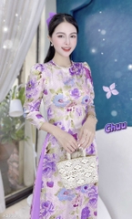 Áo Dài Vân Gấm Ngọc Màu AD1384 (áo lẻ)