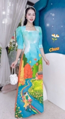 Áo Dài Dạo Phố Mùa Thu AD1421 (áo lẻ)