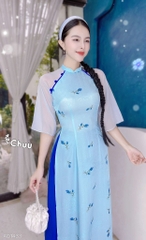 Áo Dài Vân Cá Nút Bọc AD1433 (áo lẻ)