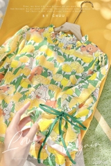 Áo Dài Lụa Nhung Tay Loe AD9198 (áo lẻ)