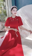 Áo Dài Thêu Nhụy Hồng AD1452 (áo lẻ)