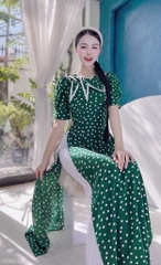 Áo Dài Vạt Thủy Thủ Nơ AD8043 (áo lẻ)