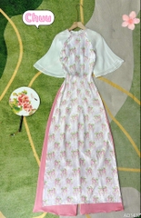 Áo Dài Cổ Tít Tay Tơ AD1417 (áo lẻ)