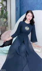 Áo Dài Tứ Thân Đồng Tiền 4T AD1470 (áo lẻ) - Xanh Deep