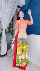 Áo Dài Cô Gái Hà Lan AD1478 (áo lẻ)