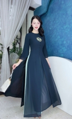 Áo Dài Tứ Thân Đồng Tiền 4T AD1470 (áo lẻ) - Xanh Deep