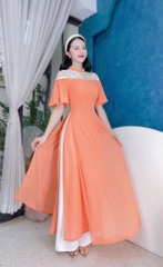 Áo Dài 4T Lá Thêu AD1492 (áo lẻ)