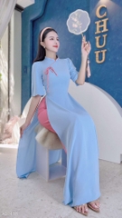 Áo Dài Cổ Cánh Hoa Sen AD1498 (áo lẻ)
