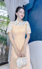 Áo Dài Búp Bê Hoa AD1530 (áo lẻ) - Nude