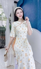 Áo Dài Viền Ô Lô Tô AD1538 (áo lẻ)