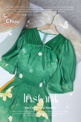Áo Dài 5C Bướm Kem AD1545 (áo lẻ)