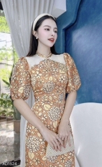 Áo Dài Tú Cầu Giọt Nước AD1524 (áo lẻ)