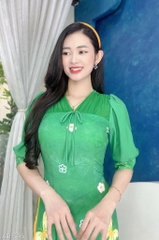 Áo Dài 5C Bướm Kem AD1545 (áo lẻ)