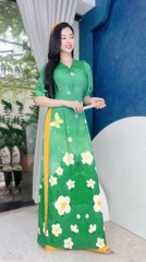 Áo Dài 5C Bướm Kem AD1545 (áo lẻ)