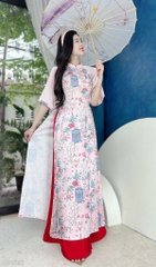 Áo Dài Vân Gấm Lồng Đèn AD1562 (áo lẻ)